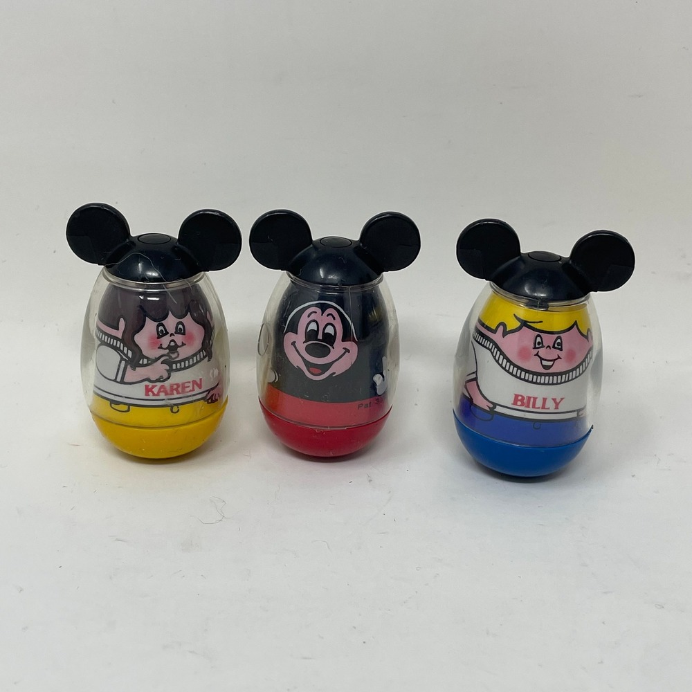 Vintage Walt Disney Productions Mickey Mouse Billy Karen Weebles Roly Poly Toys